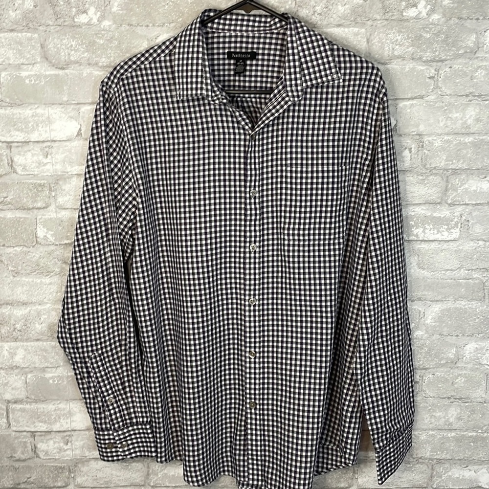 Van Heusen Purple Check Button Down Shirt